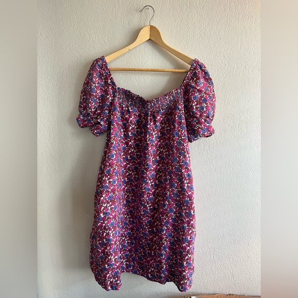 J. Crew Dresses & Skirts - NWOT 100% Linen J.Crew “Afternoon Dress” Floral Smocked Mini Dress - Cottagecore